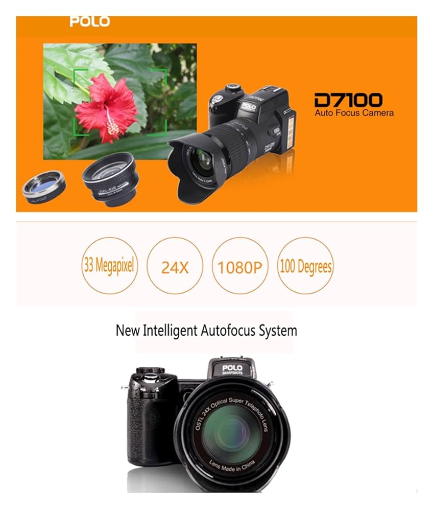 一眼レフ カメラ ポロ D7100 3300万画素 オートフォーカス Amazon | 動画撮影用カメラ ビデオカメラ4Kカムコーダー ポロ